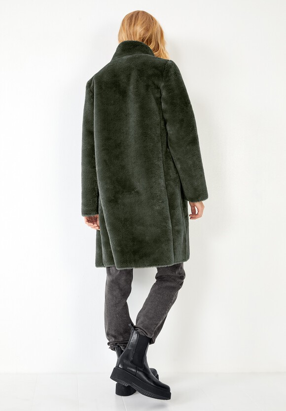 Ella Faux Fur Coat | Long Faux Fur Coat | Dark Green | hush