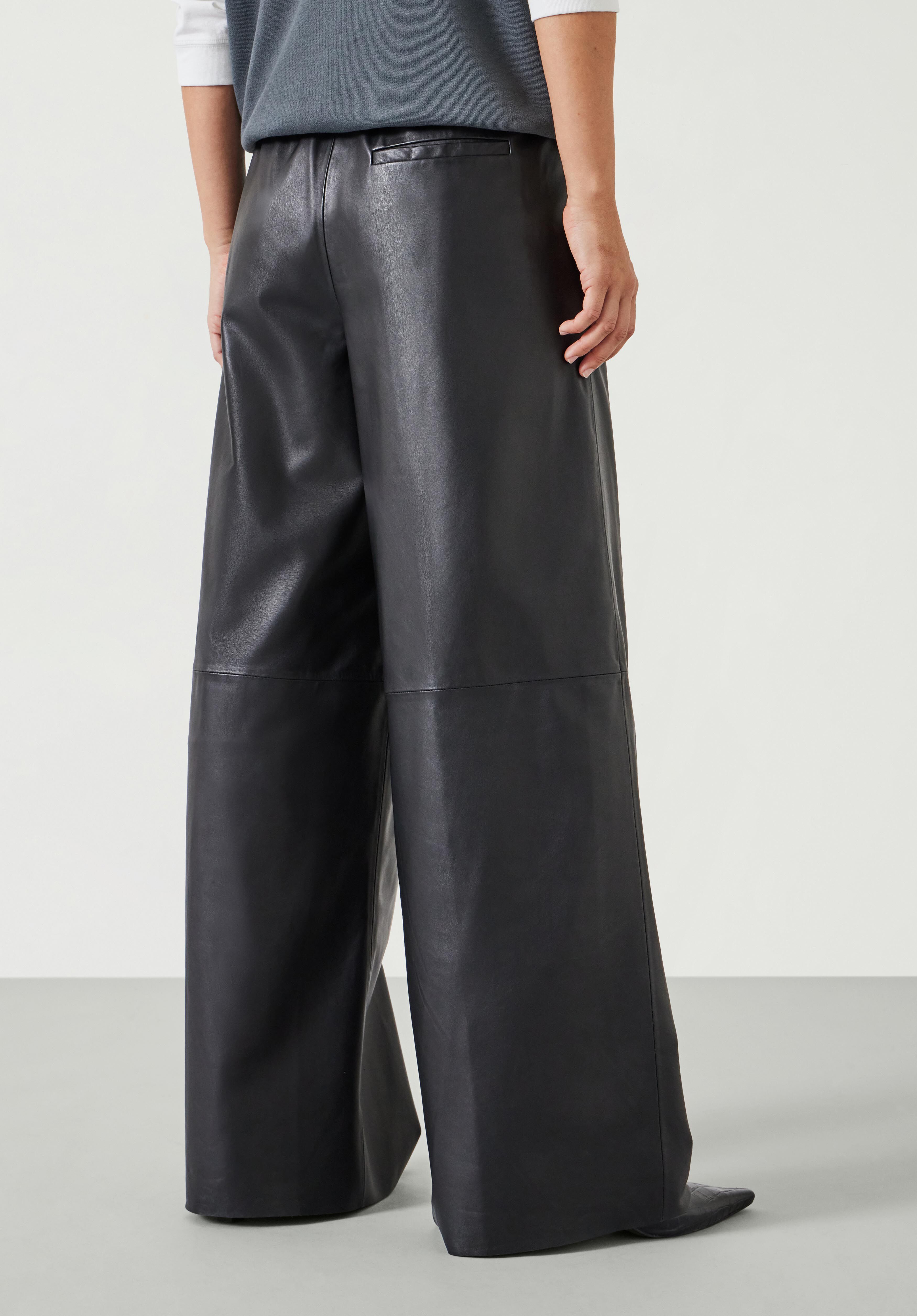 Agatha Leather Pull On Pants Black hush