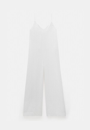 Seersucker Wide Leg Jumpsuit