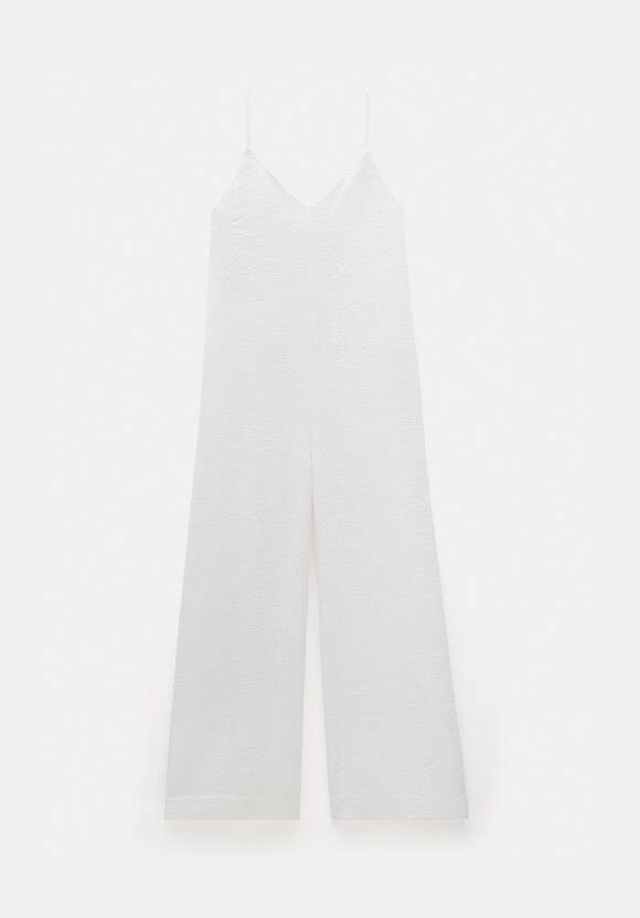 Seersucker Wide Leg Jumpsuit