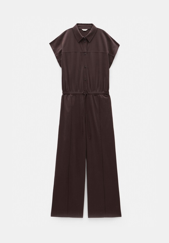 Short Sleeve Wide Leg Jersey Jumpsuit