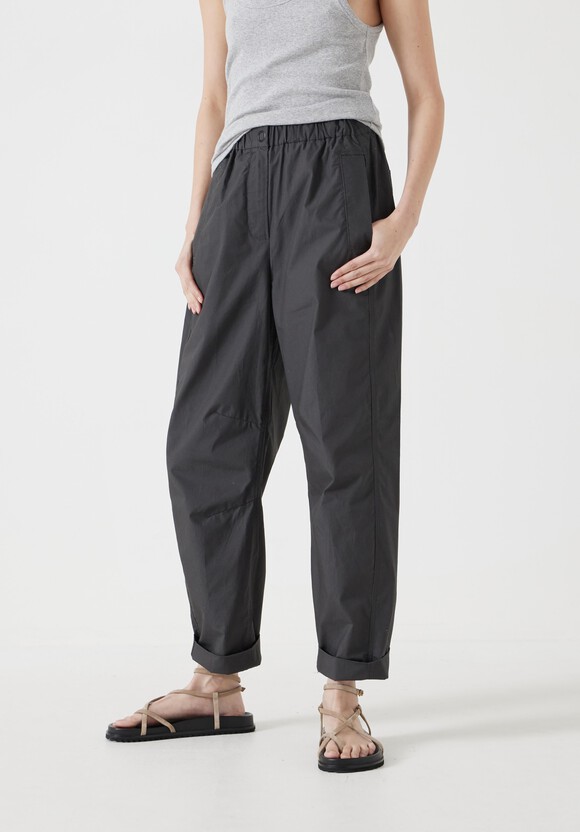 Jack Barrel Leg Pull On Lightweight Cotton Trousers
