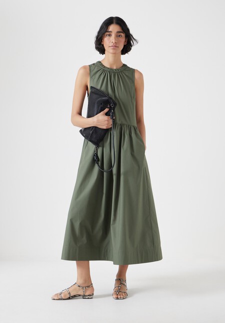 Lightweight Cotton Sleeveless Crew Neck Maxi Dress