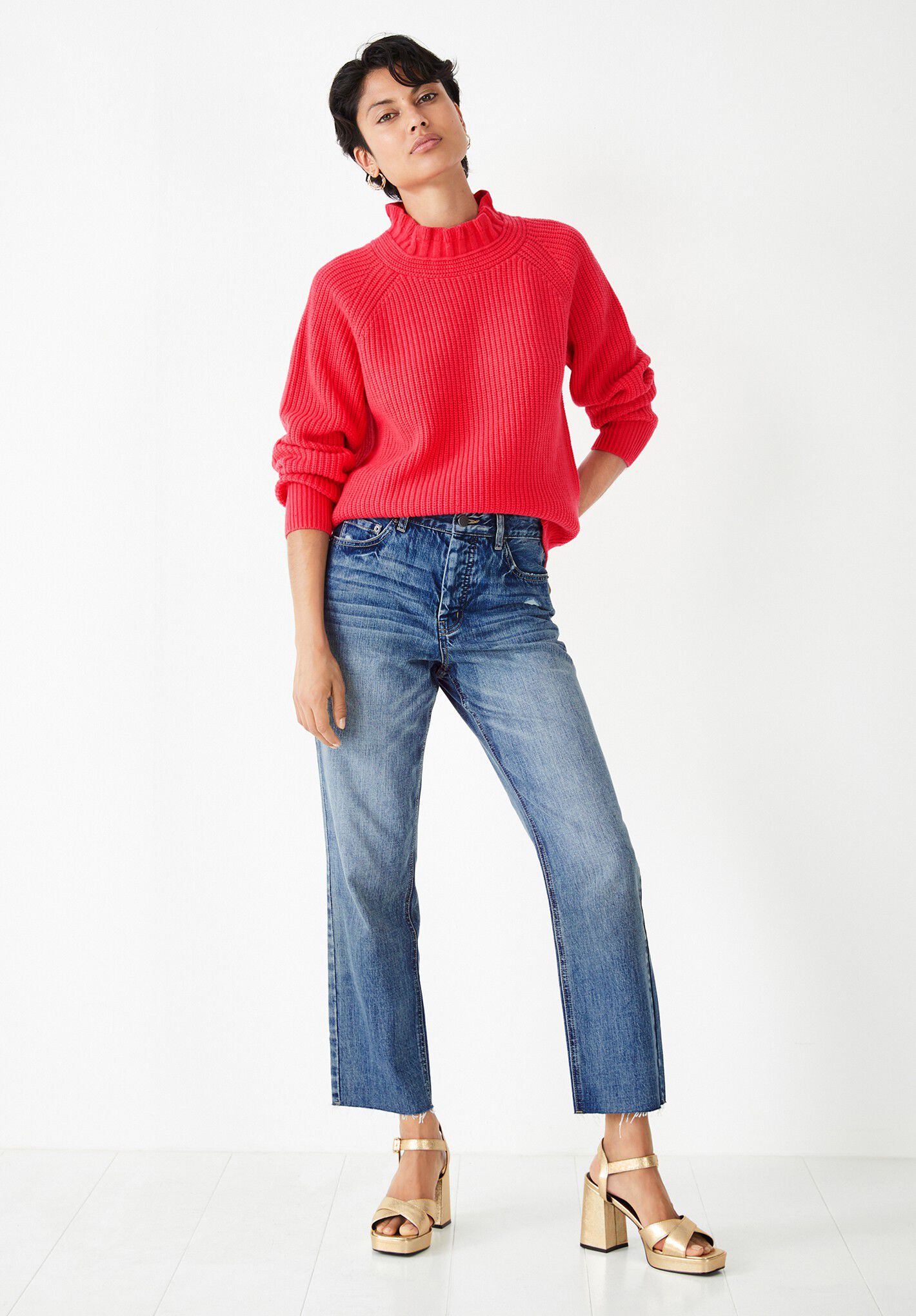 Frill collar top jumper