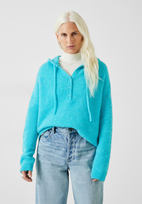 Halle Ribbed Wool Blend Hoodie