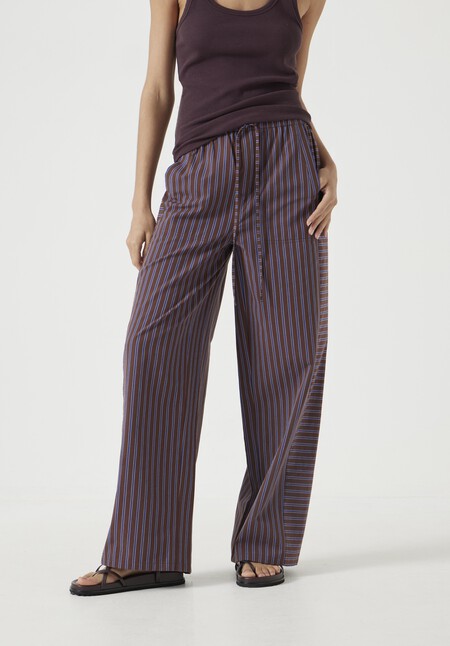 Cotton Stripe Pull On Trousers