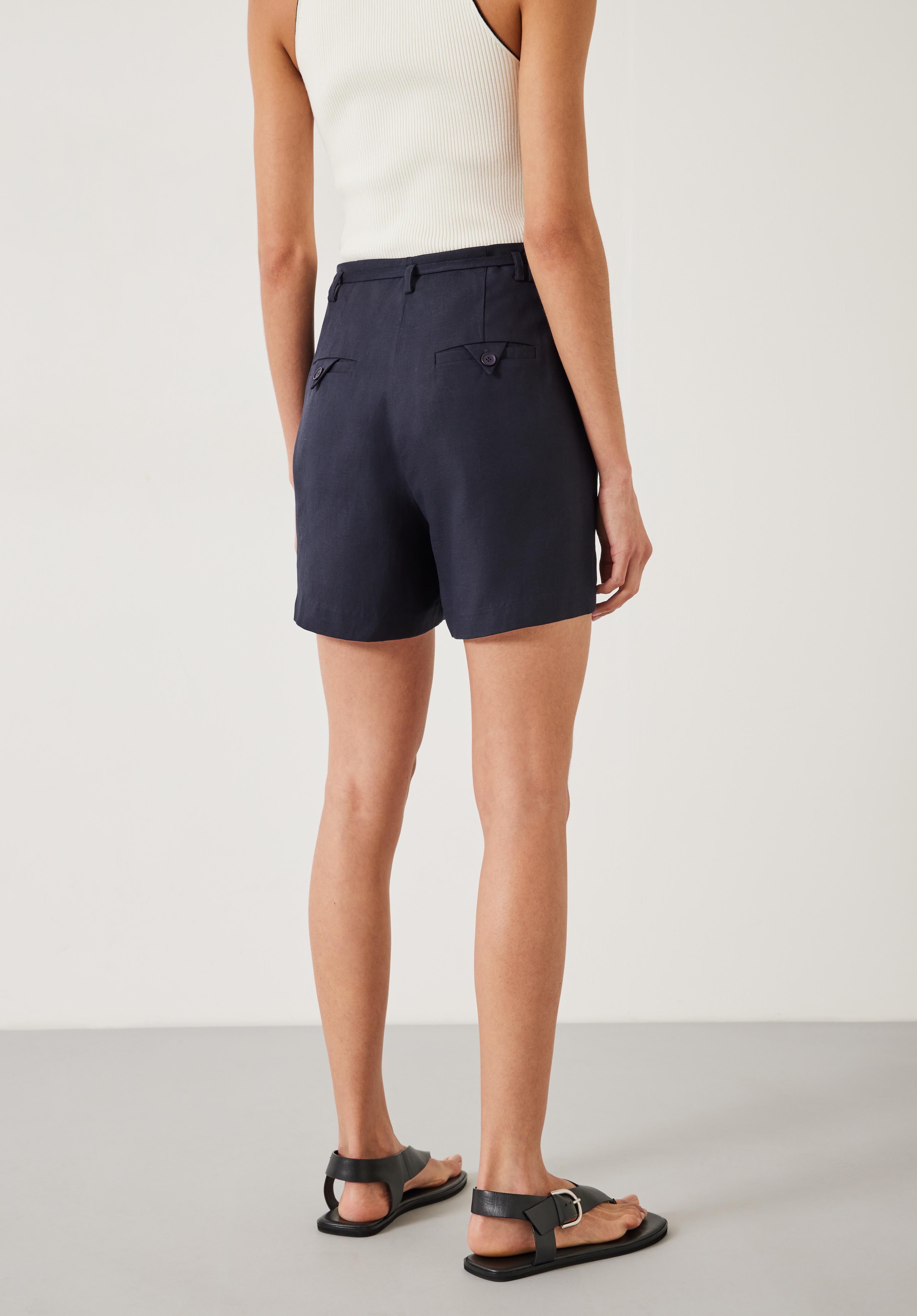 Belted Tailored Shorts | Midnight | hush