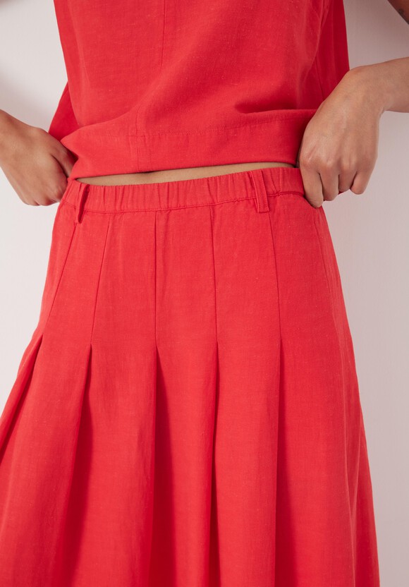 Ivy Pleated Linen Blend Midi Skirt