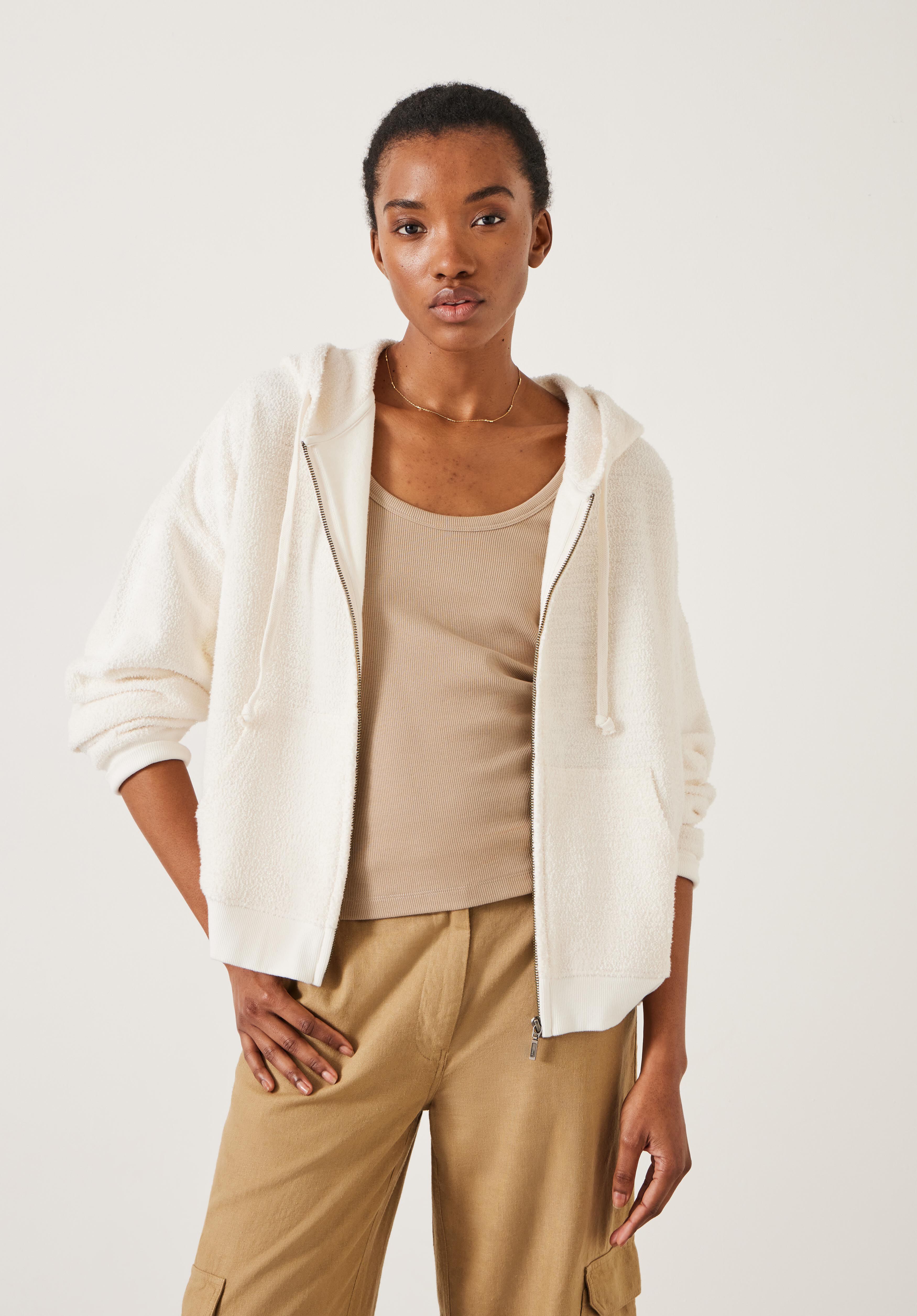 Tania Textured Zip Hoodie Ecru hush