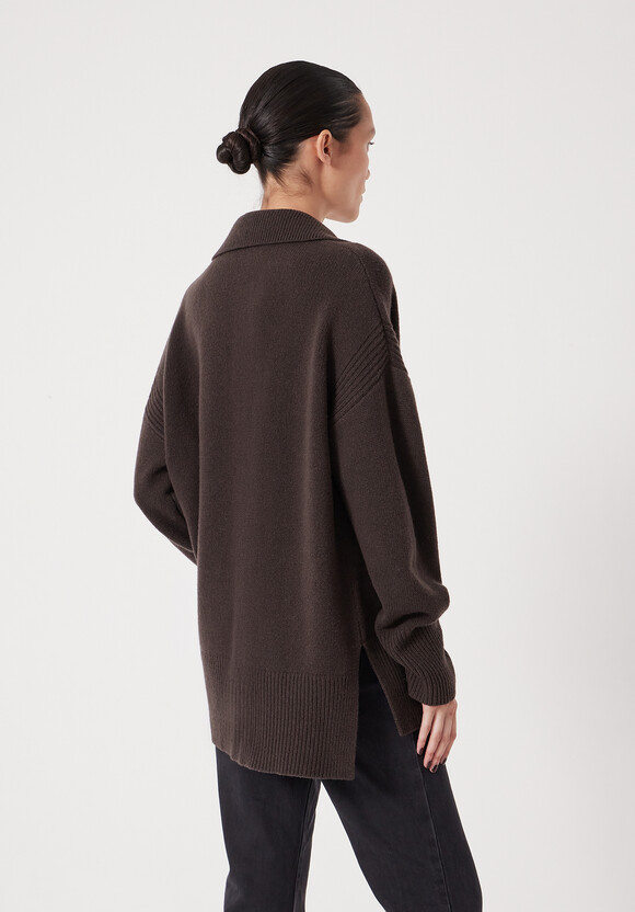 Collar Long Line Merino Jumper