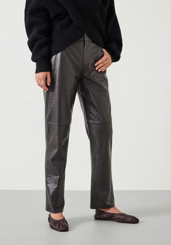 Crocodile Embossed Leather Trousers