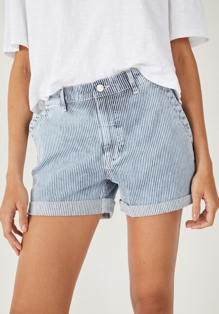 Lila Striped Denim Shorts