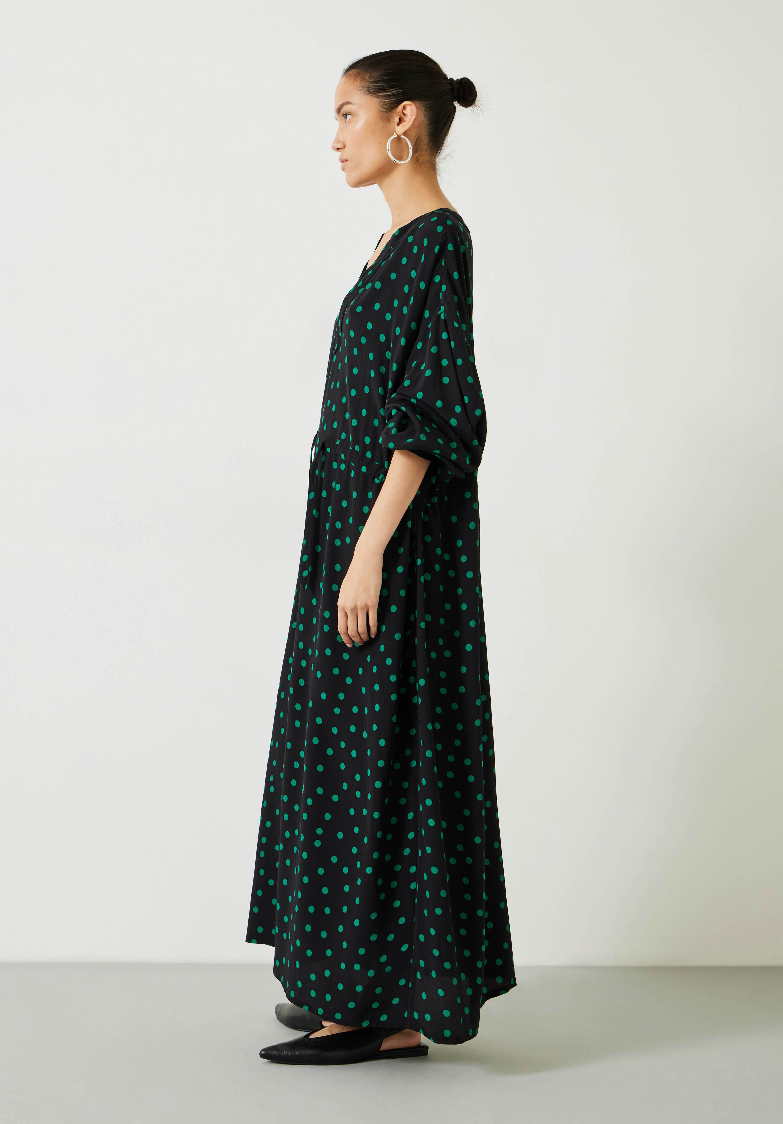 Aimee Oversized Maxi Dress | Polka Dots Green | hush