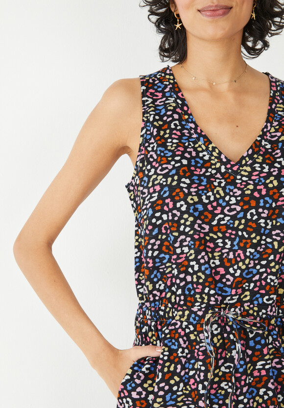 V-Neck Cotton Jersey Midi Dress