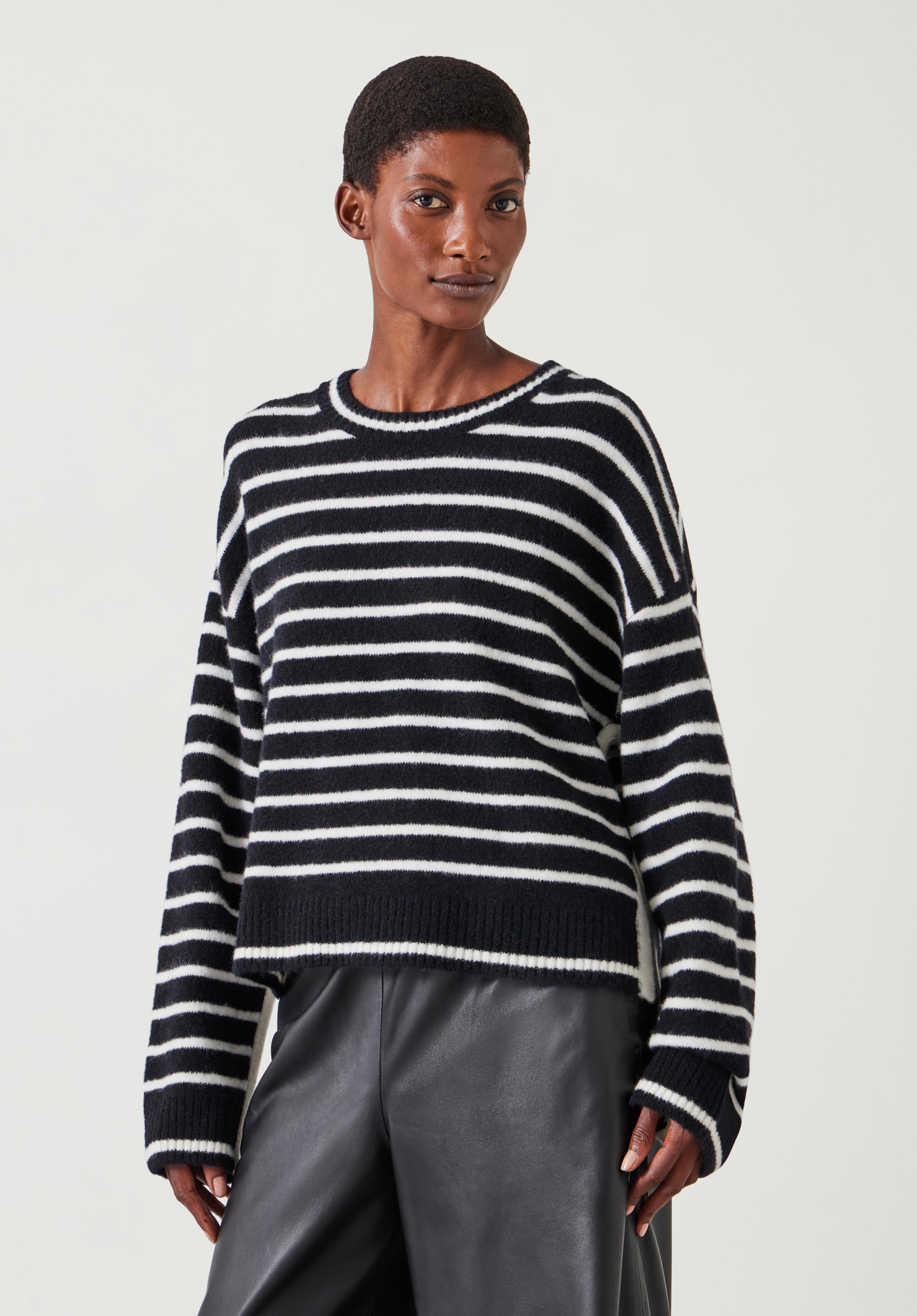 Striped wool blend sweater shop
