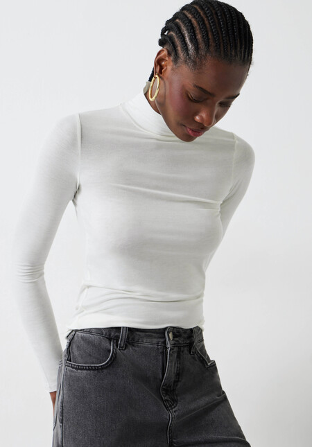 Maeve Wool Blend Roll Neck Top