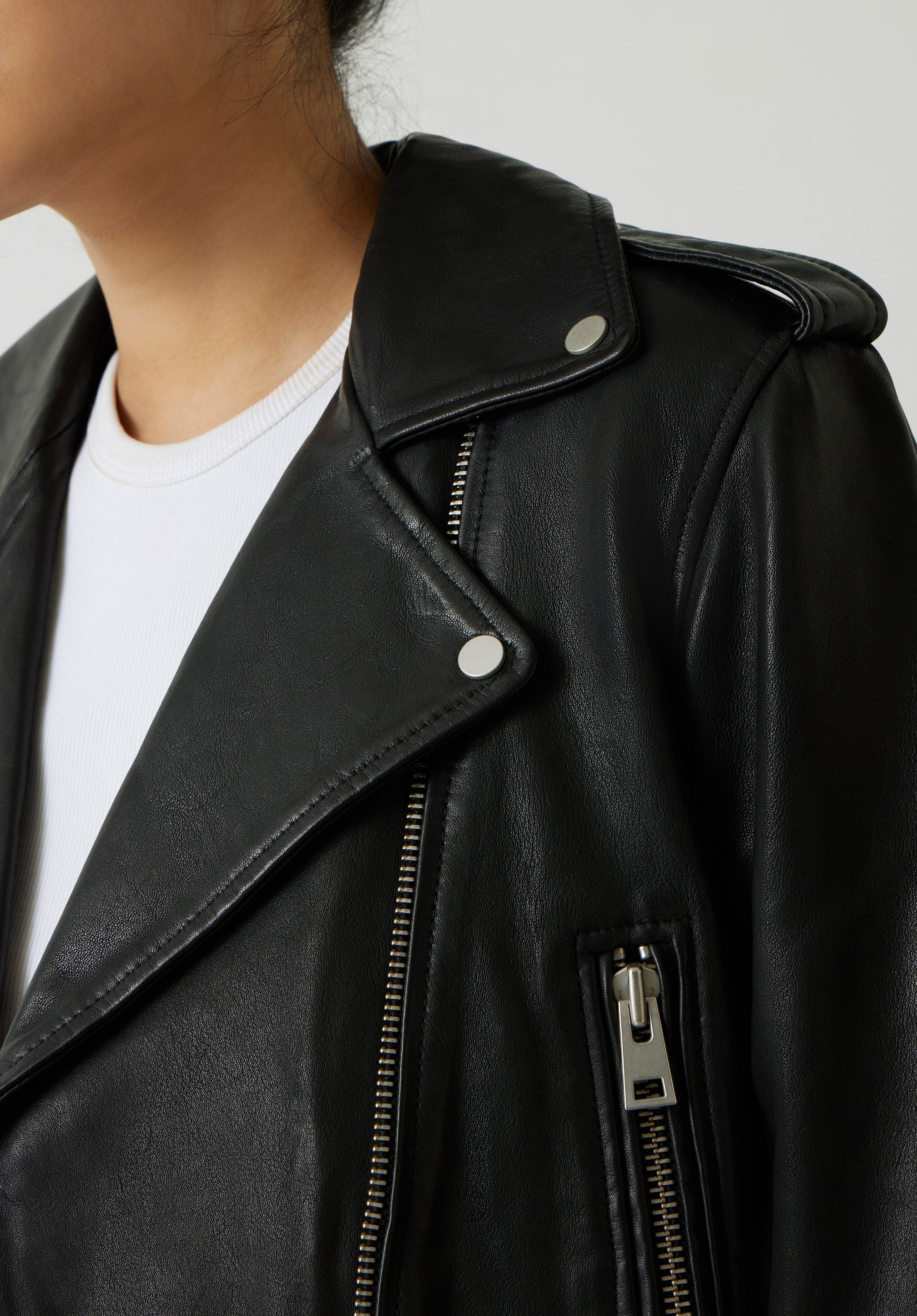 Oversized Leather Jacket | Boxy Jacket | Black | hush