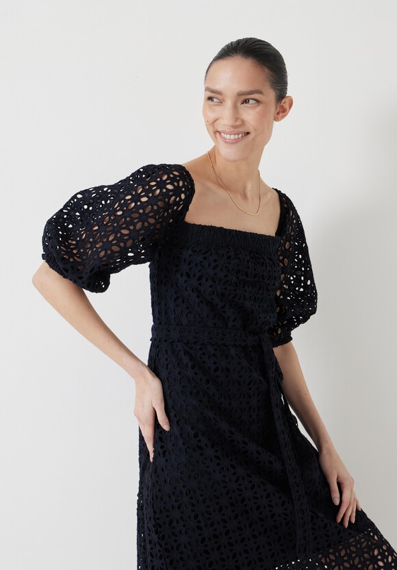 Broderie Off Shoulder Midi Dress