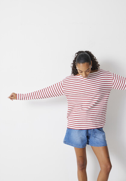 Slash Neck Stripe Top
