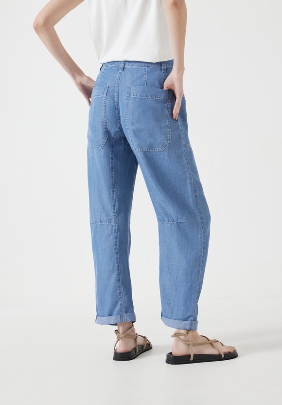 Chambray Cordi Barrel Leg Trouser