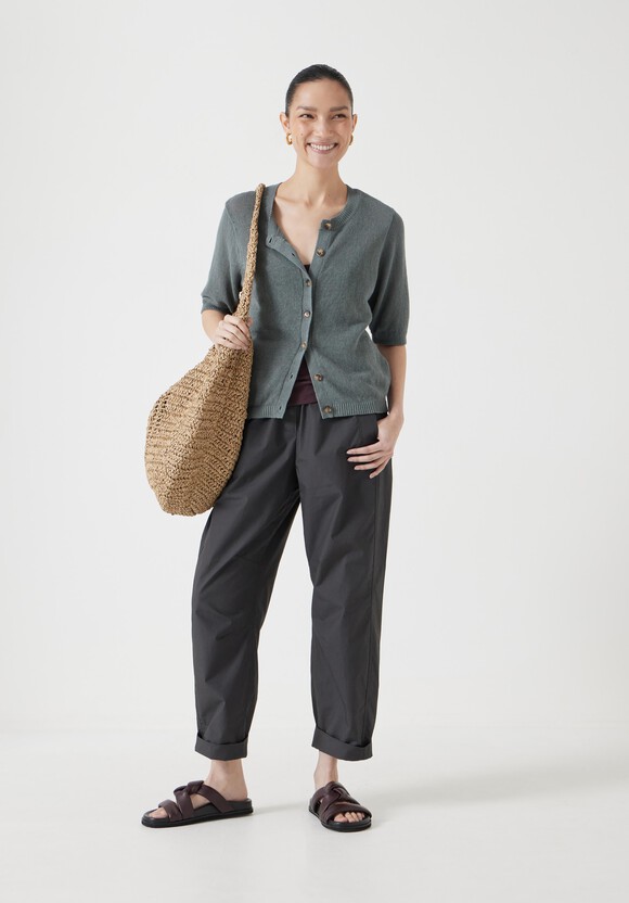 Linen Blend Short Sleeve Cardigan
