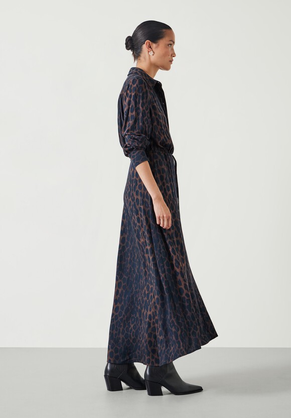 Rosey Leopard Midi Shirt Dress