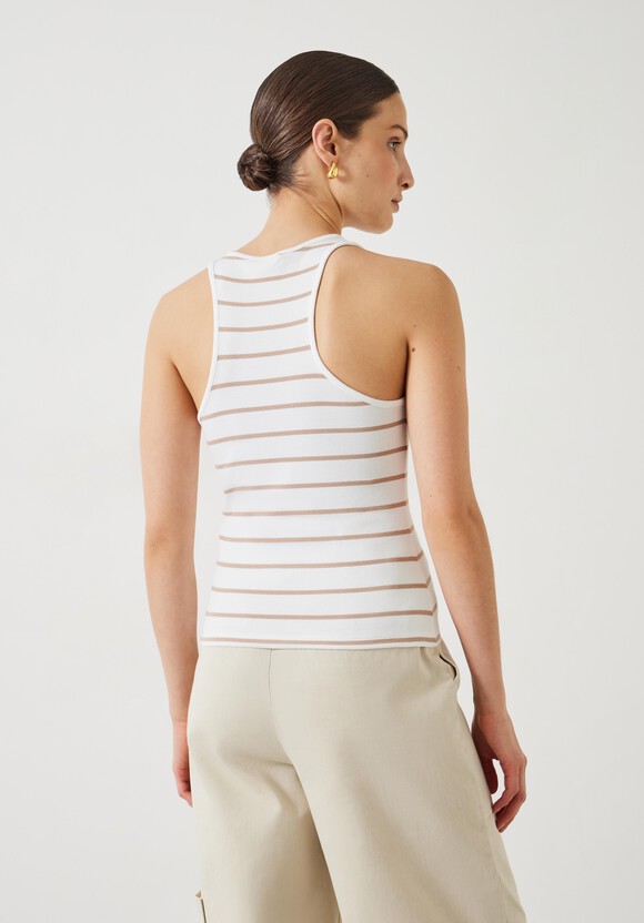 Ines Striped Cotton Ribbed Vest