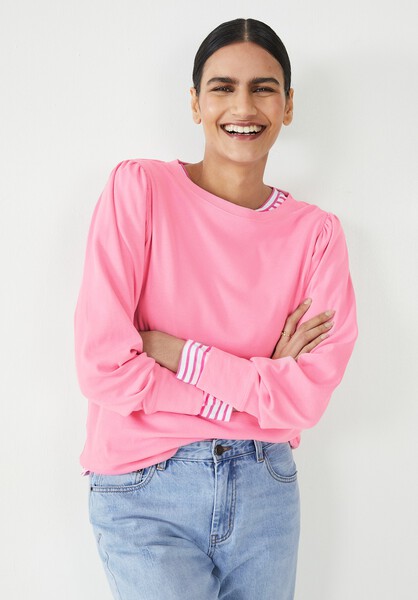 Emily Puff Sleeve Jersey Top | Bright Pink | hush