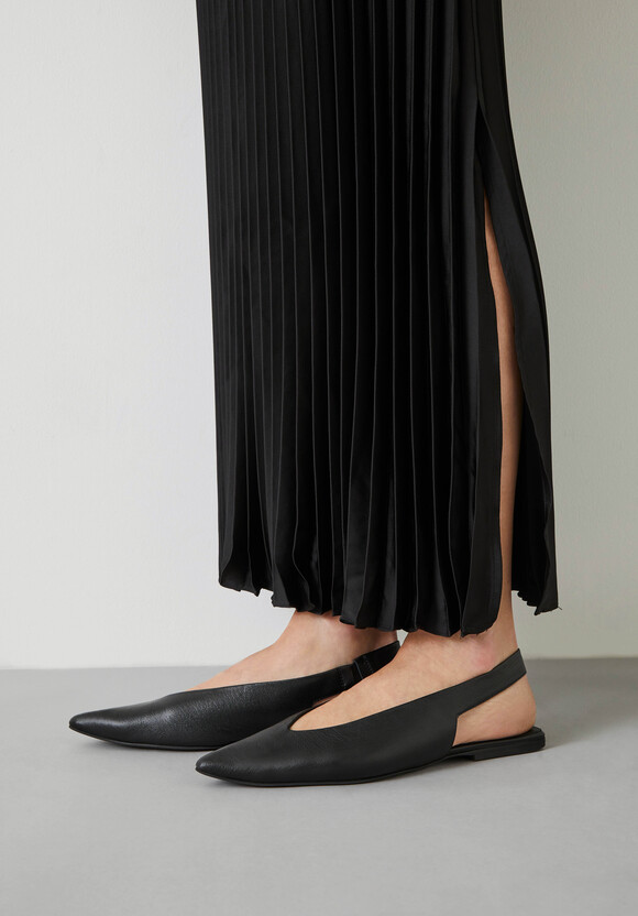 Pleated Satin Maxi Skirt