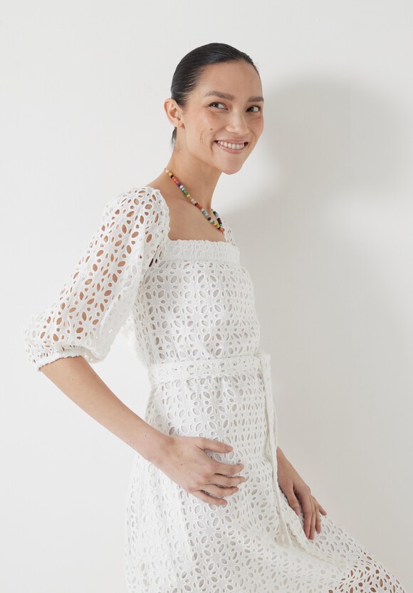 Broderie Off Shoulder Midi Dress
