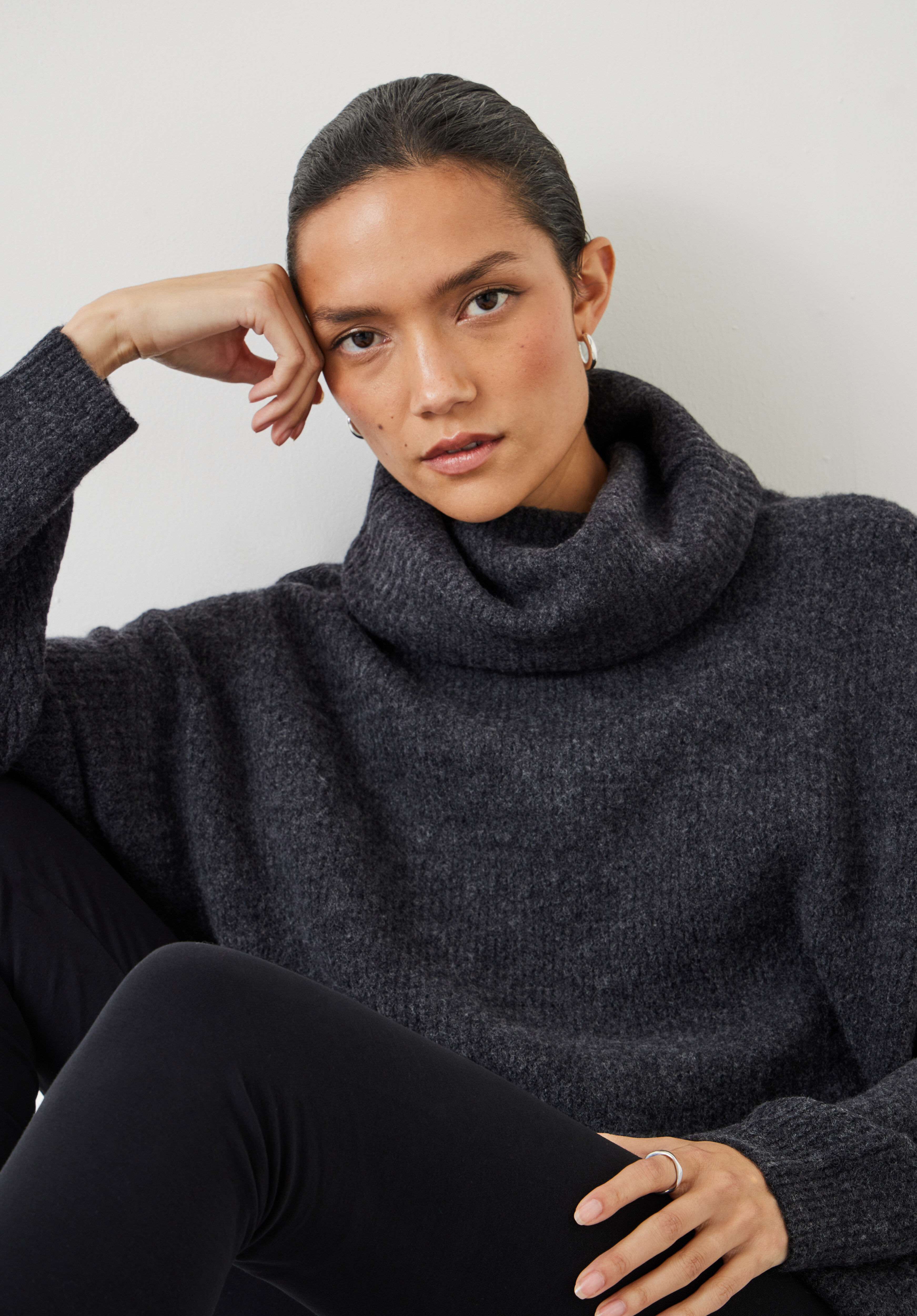 Charcoal roll deals neck jumper