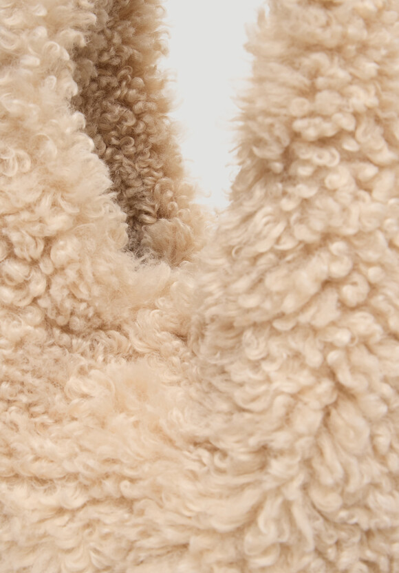 Faux Sheepskin Slouchy Tote Bag