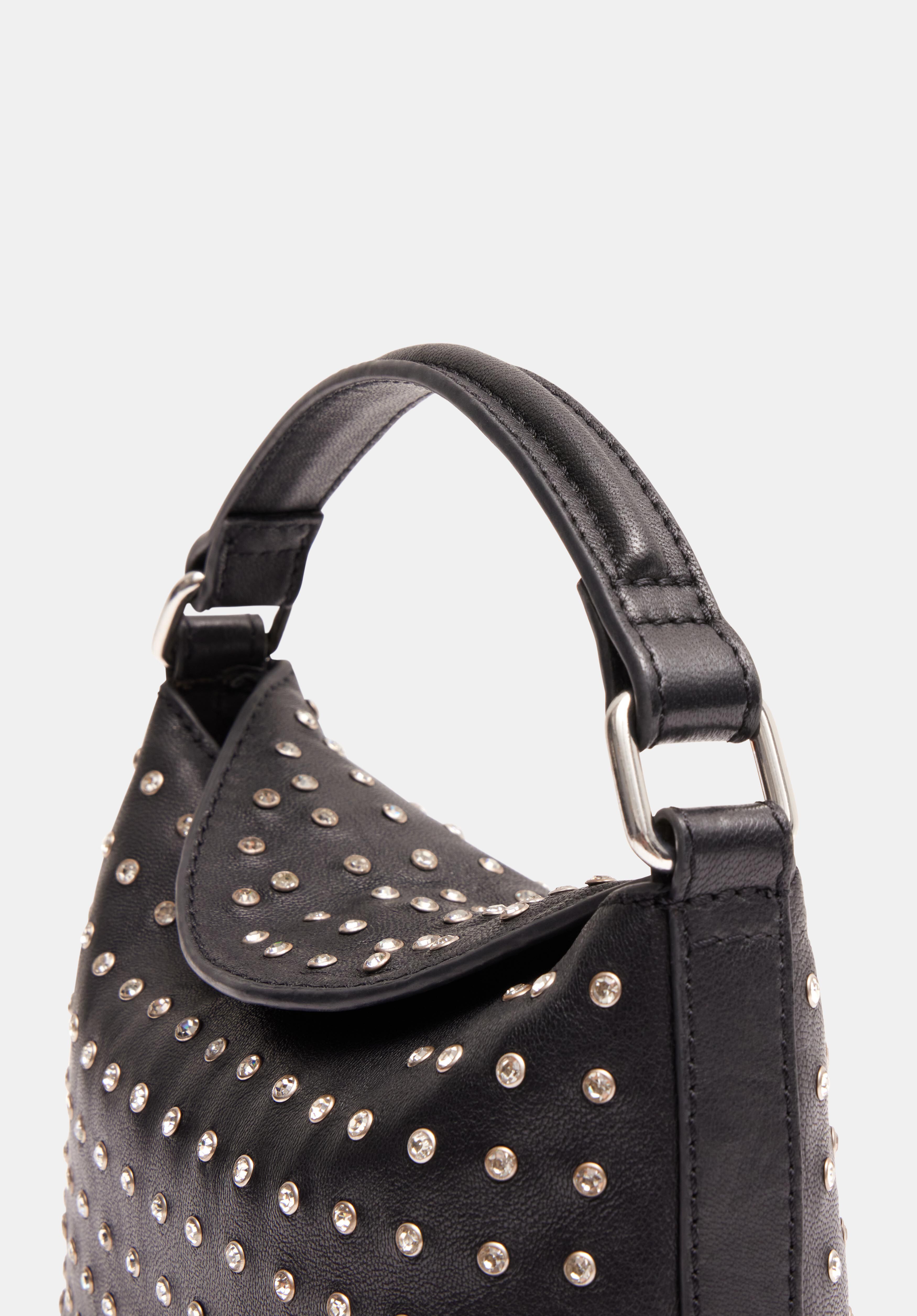 Mini Stevie Leather Stud Bag Black hush