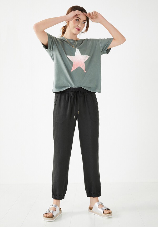 Cropped Linen Joggers