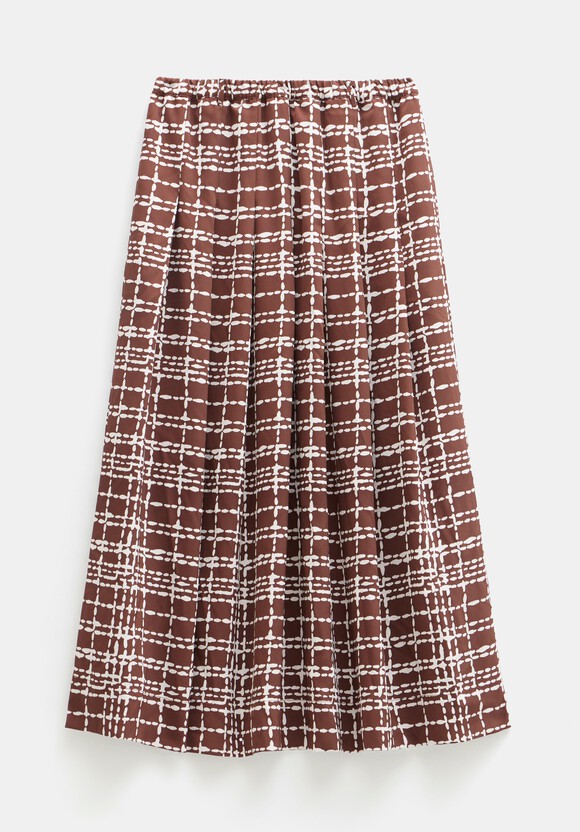 Satin Twill Pleated Midi Skirt