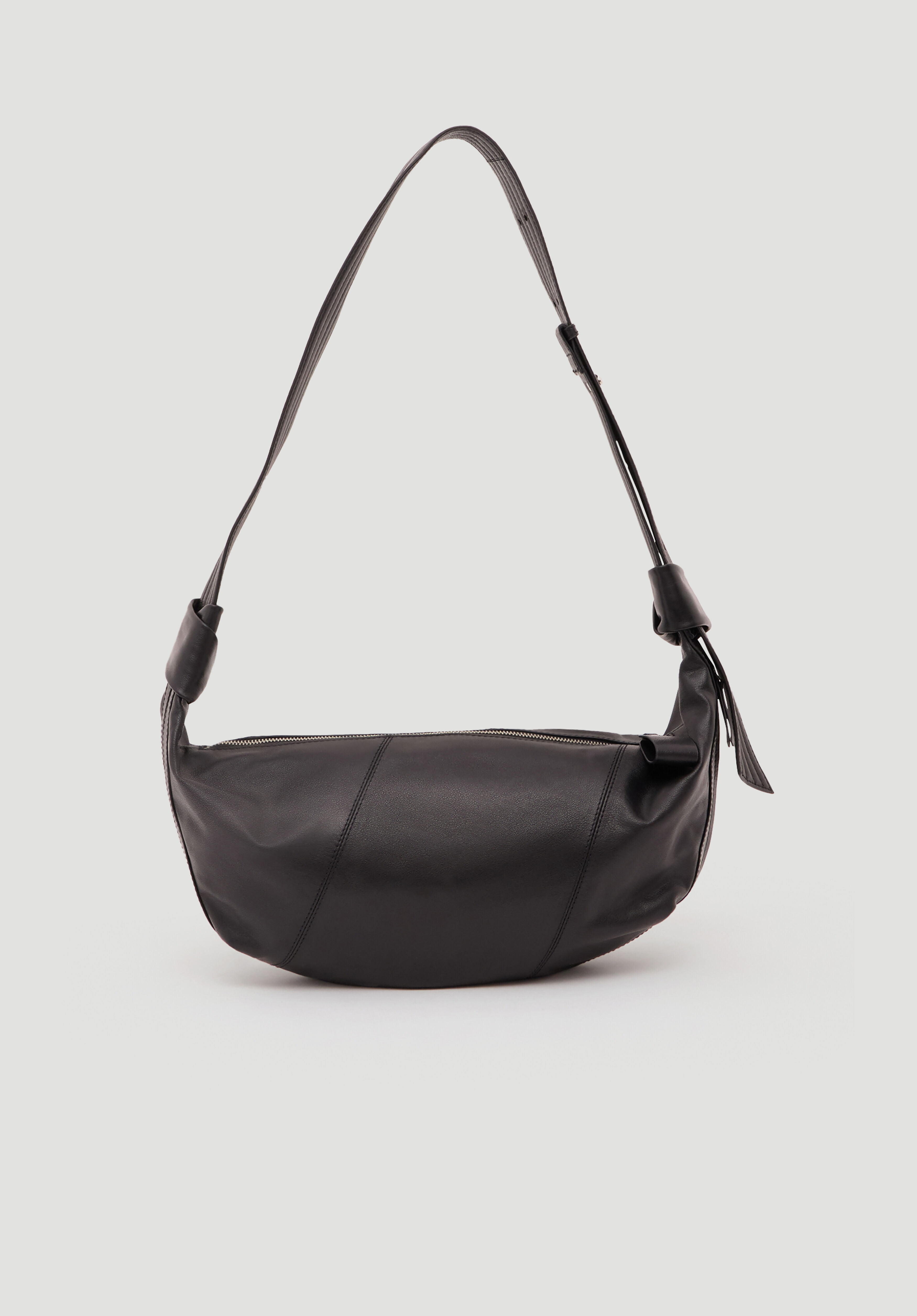 Oversized Leather Crescent Bag | Black | hush
