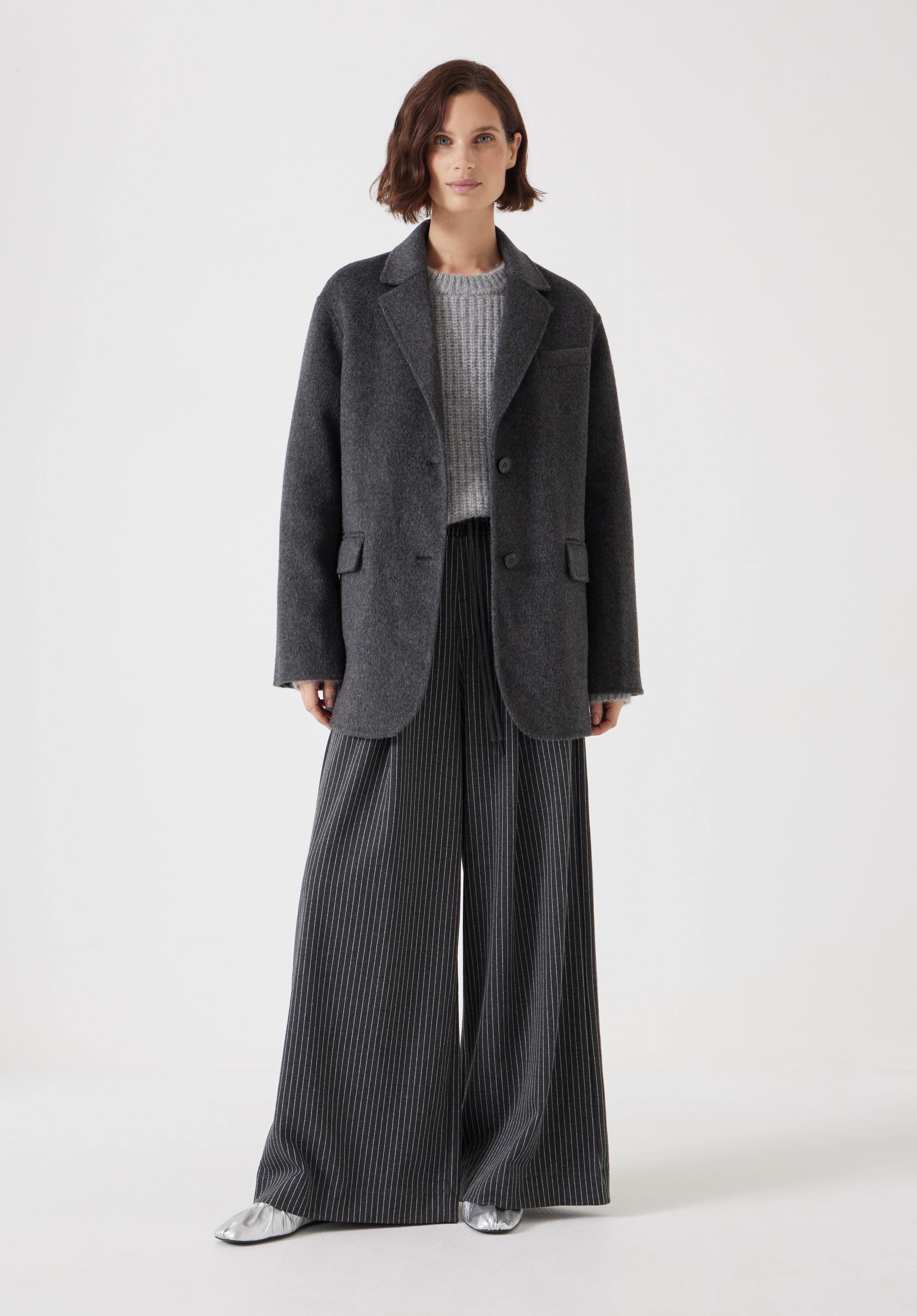 Pure Wool Double Faced Blazer | Charcoal Grey Marl | hush Pure Wool Double Faced Blazer | Charcoal Grey Marl | hush