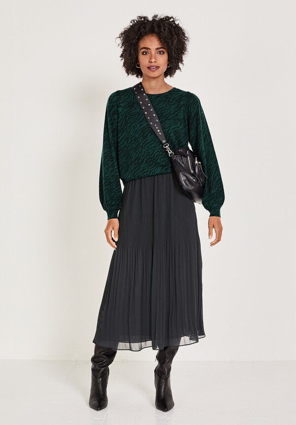Printed Balloon Sleeve Jumper