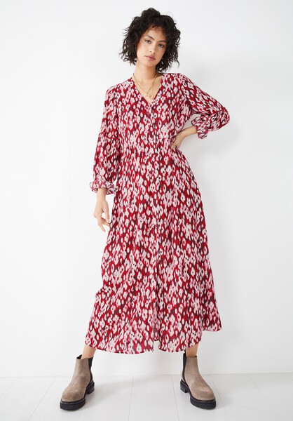 Jinni Midi Dress | Ikat Floral Red | hush