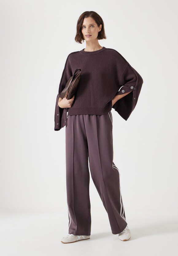 Popper Sleeve Crew Knitted Jumper