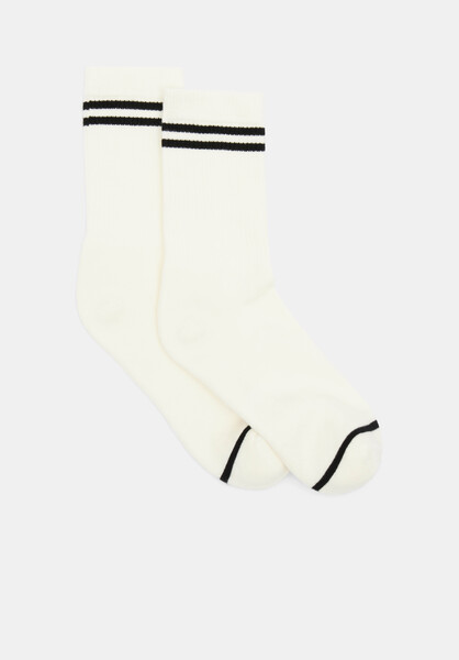 Nell Stripe Sports Sock | White/Black Stripe | hush