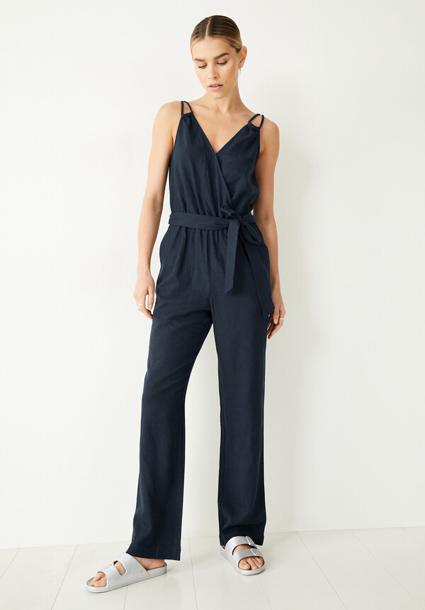 Kara Linen Wrap Jumpsuit