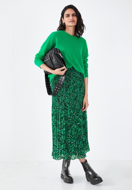 Mavis Pleat Midi Skirt
