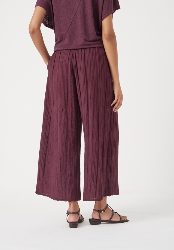 Crinkle Wide Leg Cropped Trousers