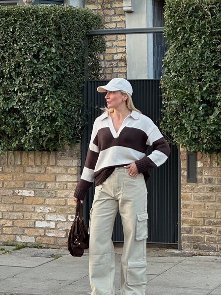 Knitted Cotton Striped Rugby Jumper