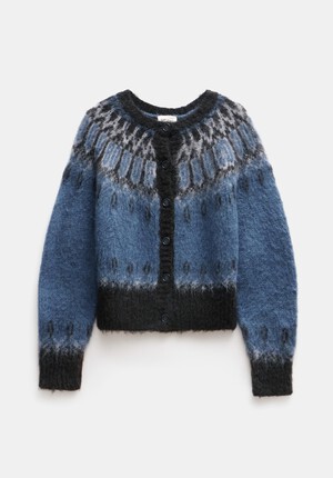 Chloe Brushed Fairisle Cropped Cardigan