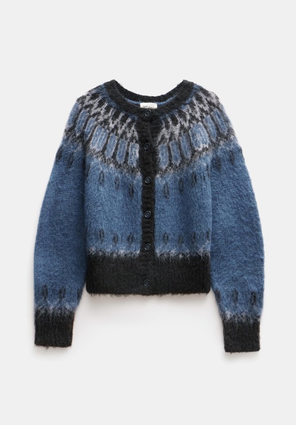 Chloe Brushed Fairisle Cropped Cardigan