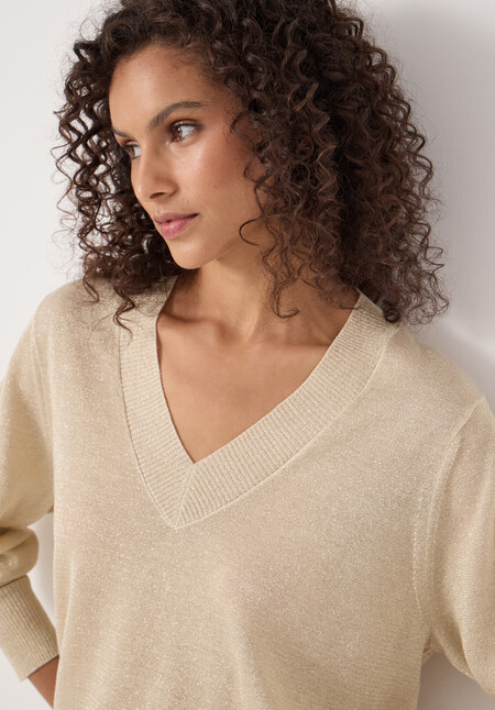 Gracey V Neck Metallic Jumper