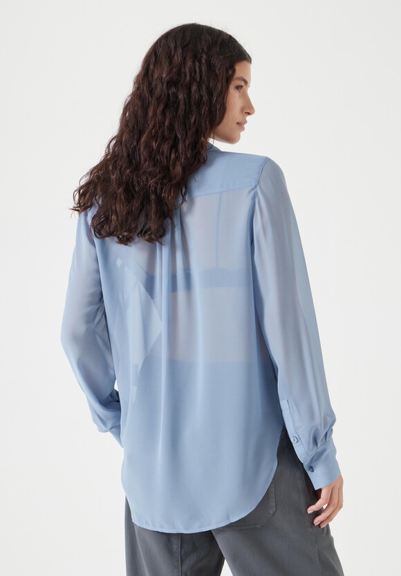 Long Sleeve Ruffle Sheer Shirt