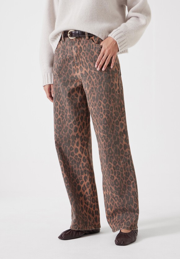 Leopard Wide Leg Jeans